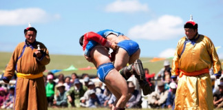 Môn thi đấu vật tại lễ hội Naadam